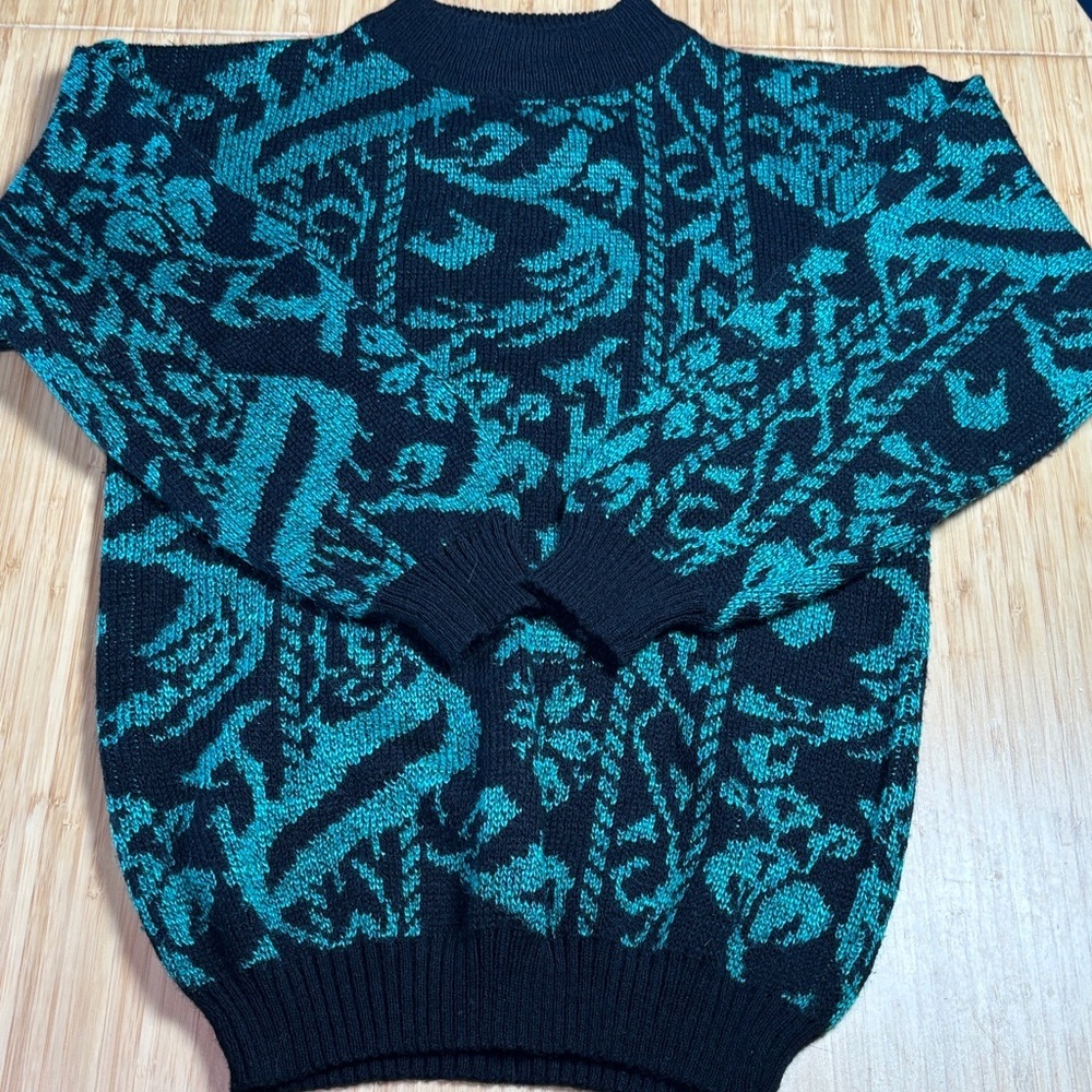 Levian Women's Teal and Black Turtleneck Sweater